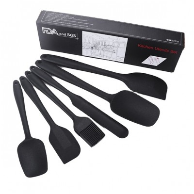 silicone kitchen utensil 6pcs set 11 inch + 9 inch pastry scraper spatula basting brush with gift box